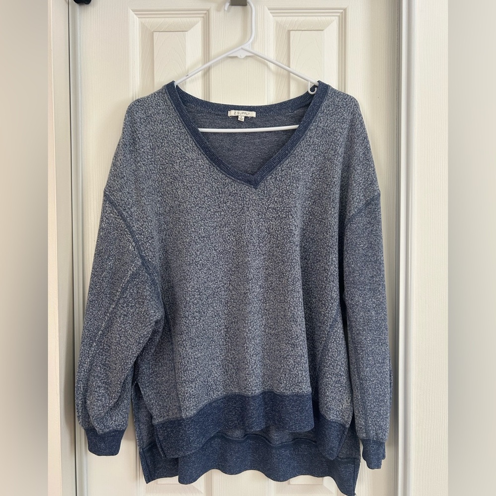 Z Supply Heathered Blue V-Neck Sweater